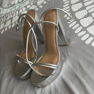 Express Metallic Silver Heels
